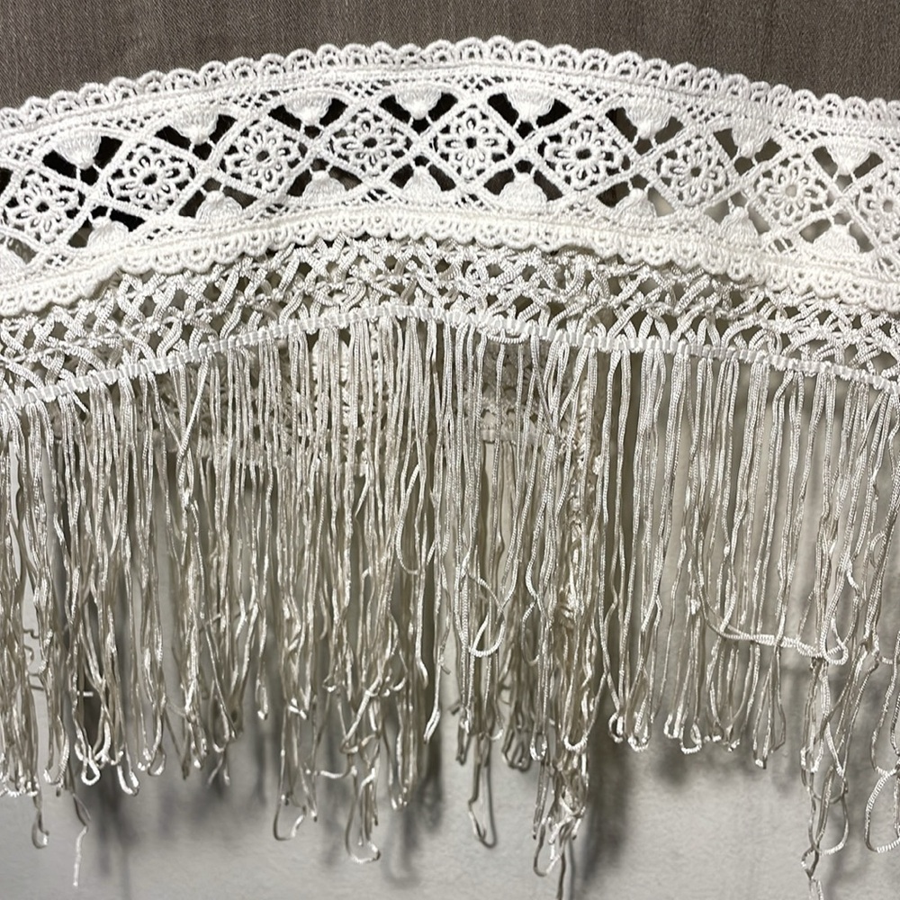 KORI AMERICA/ WOMEN'S BOHEMIAN CROCHET & FRINGE KIMONO JACKET, OLIVE SIZE S/M - Picture 3 of 6